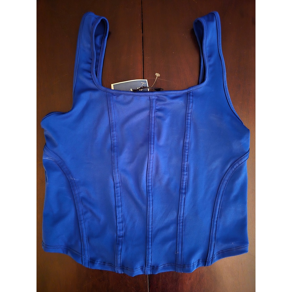 Saints 21 Royal Blue Corset Tank Top Square Neck Seamed Bustier XL T1404-2